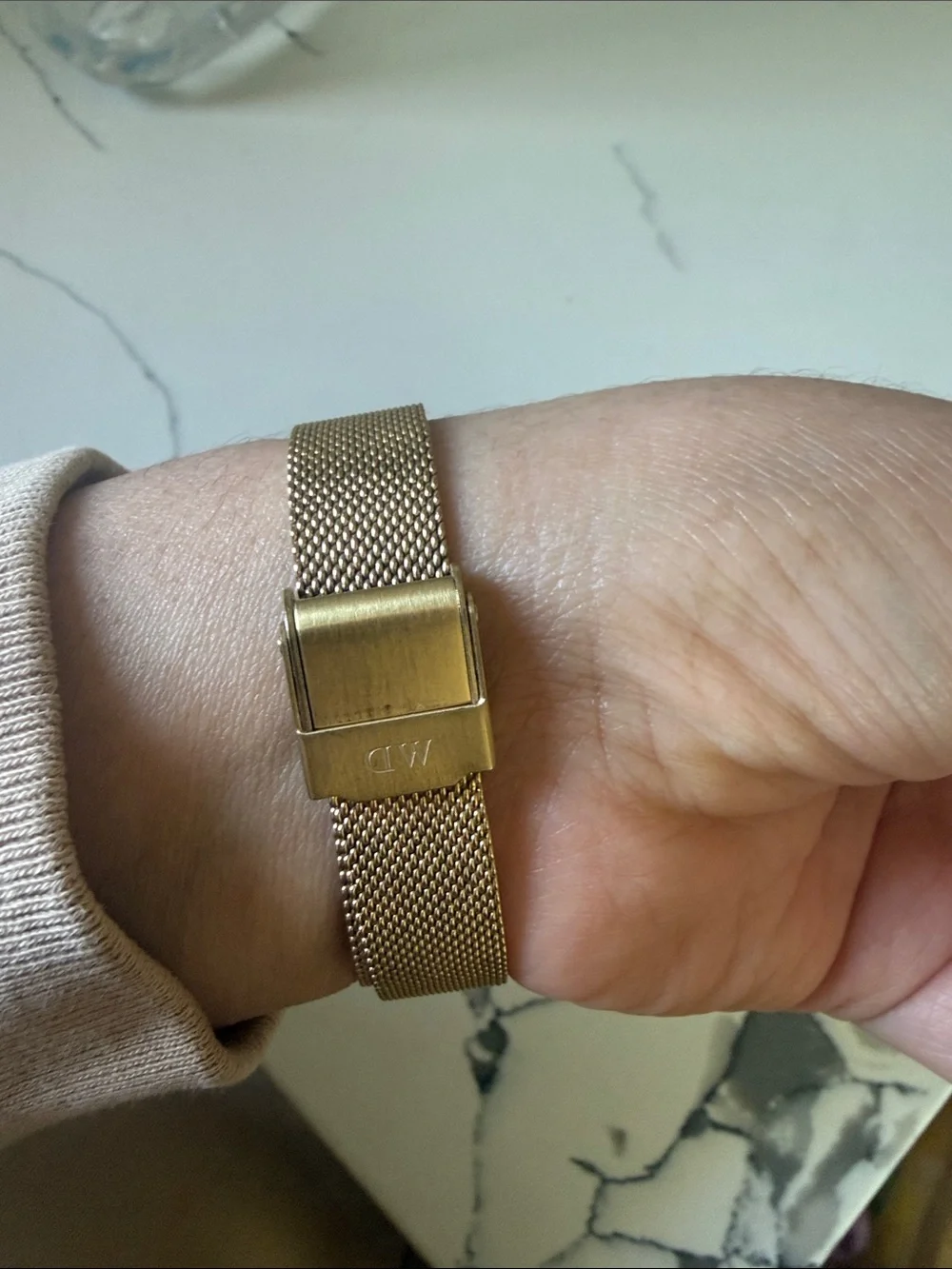 Daniel Wellington White Dial Gold Mesh Watch